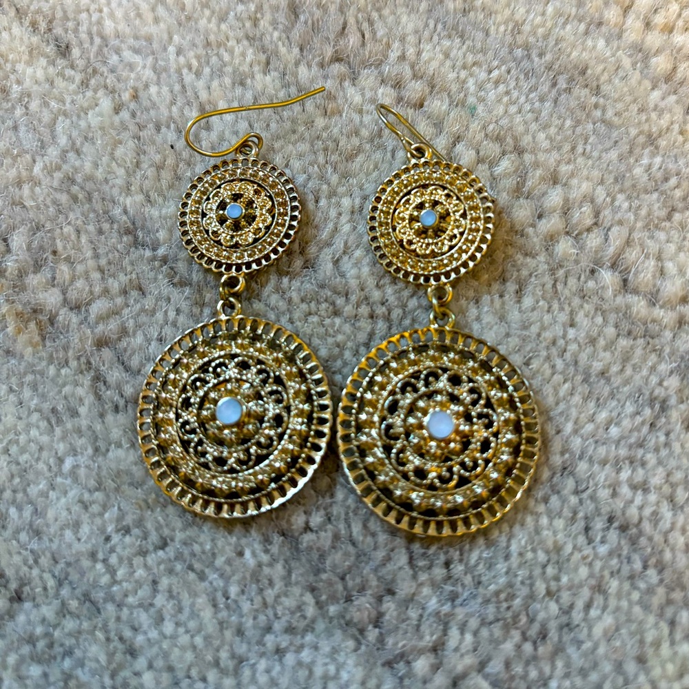 Drop earrings (blue and gold)